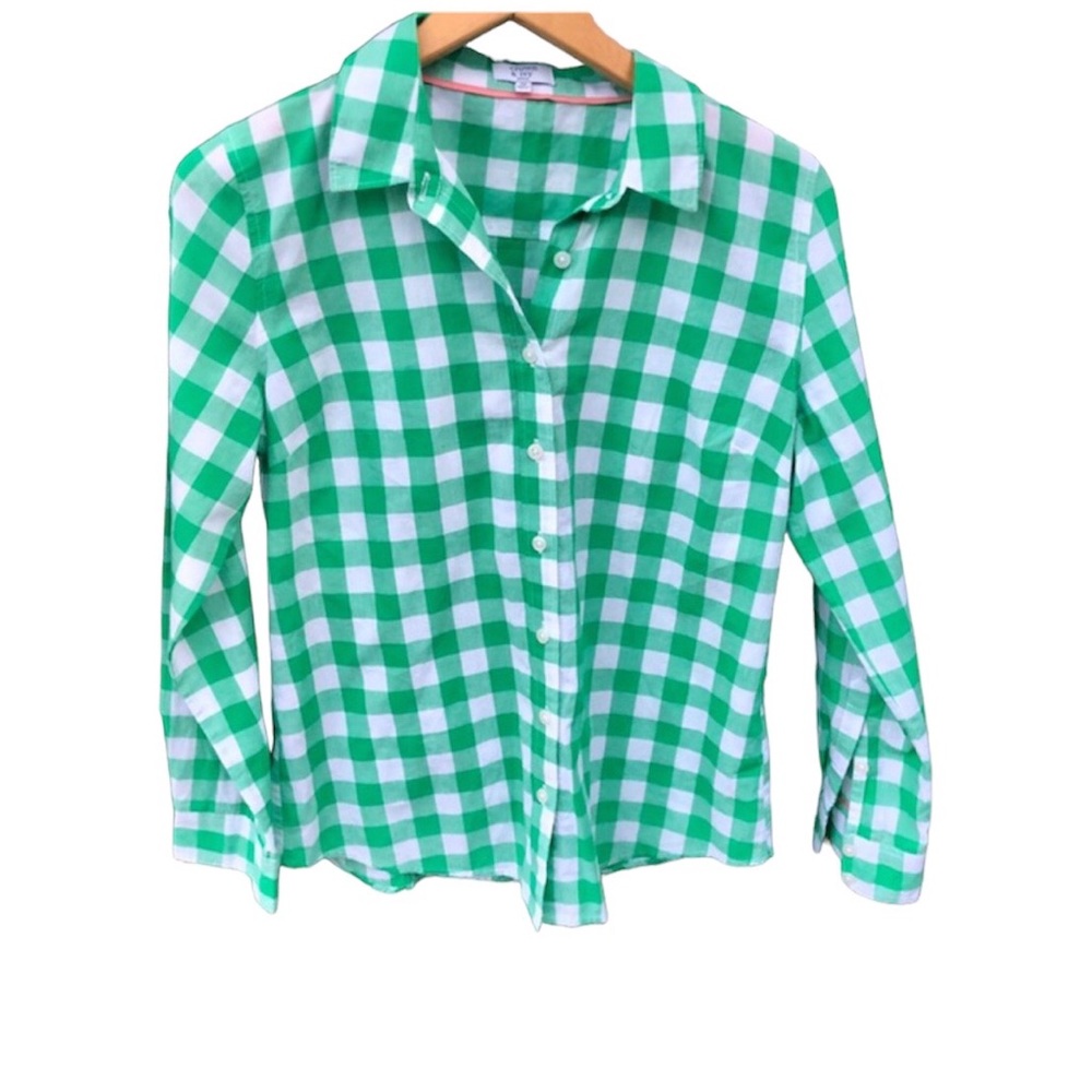 crown & Ivy Shirt Button Down Gingham Preppy Sz. Small